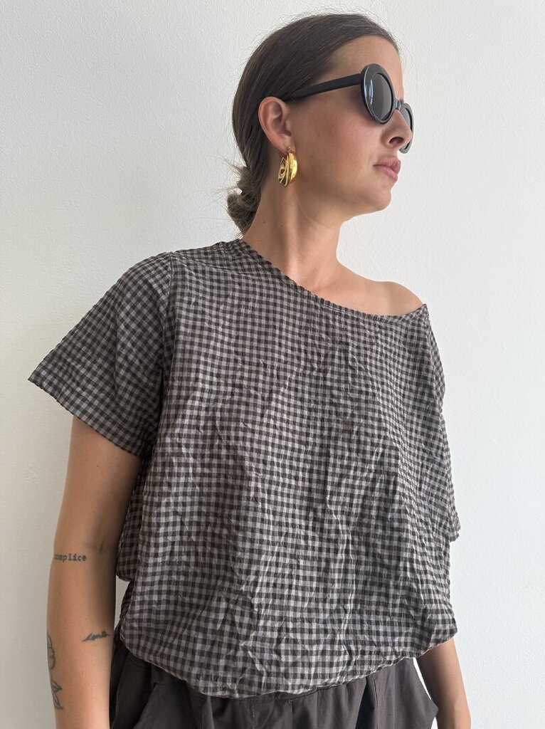 Blusa trapezio vichy SET JULIA - fango 