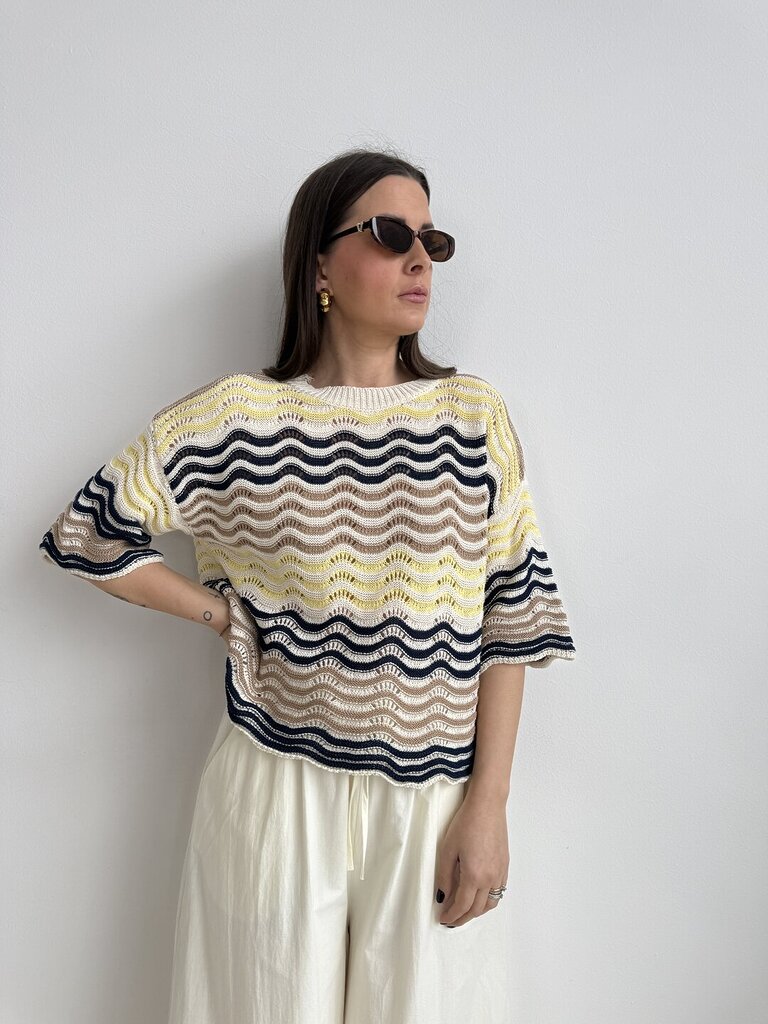 Maglia onda uncinetto - Giallo 