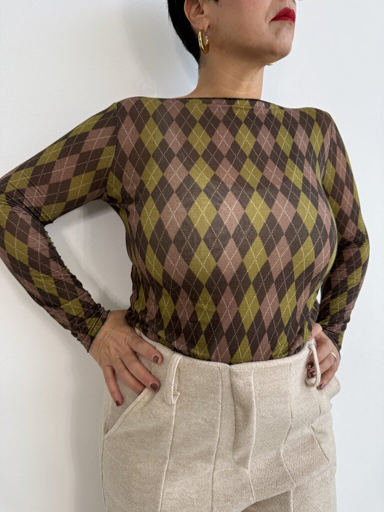 Maglia rombi cachemire - Verde Acido 