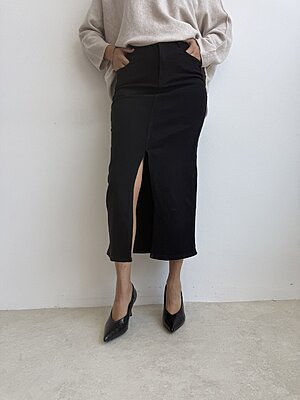 Gonna denim stretch spacco
