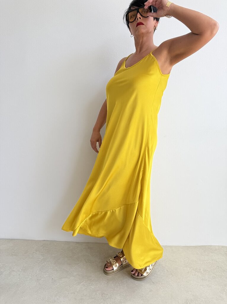 Abito satin POSITANO - Giallo 