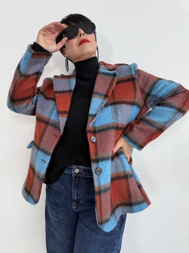 Giacca check mattone 