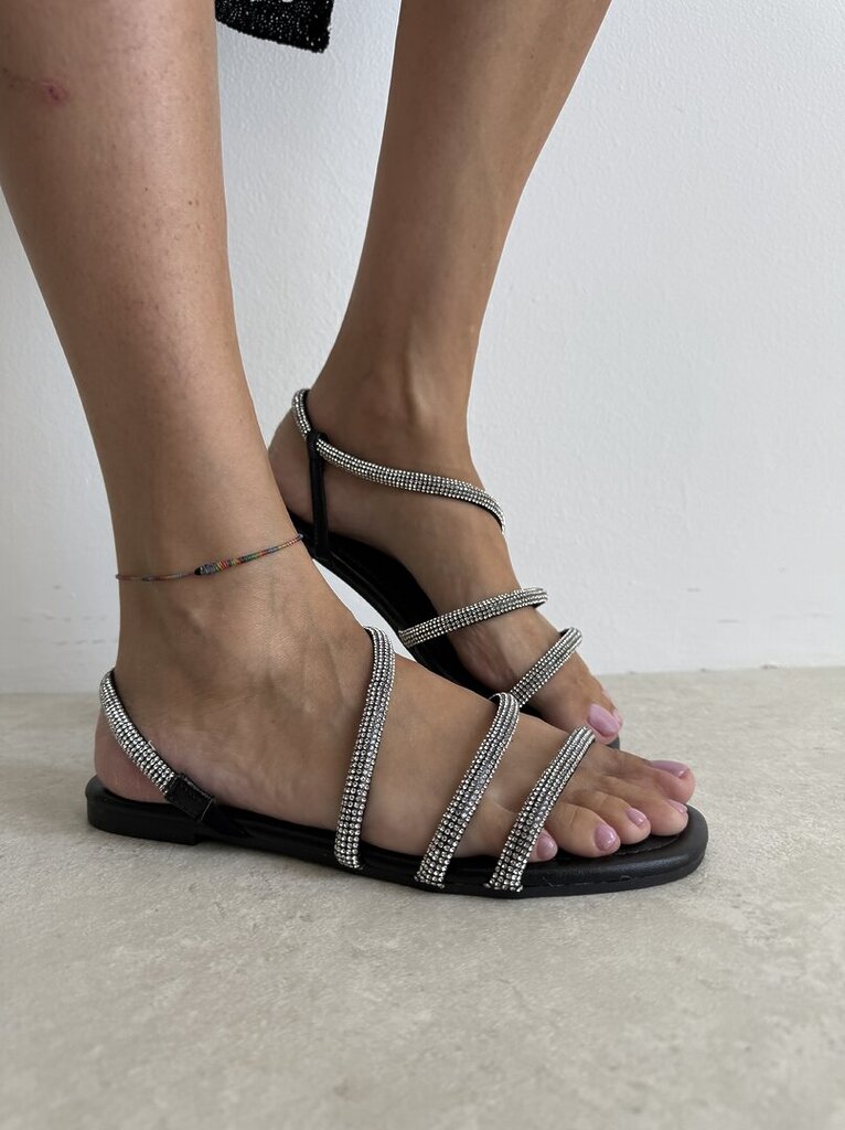 Sandalo strass nero 
