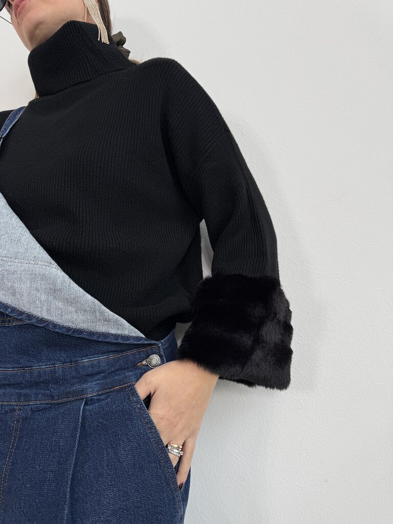 Pull manicotto fur - Nero 