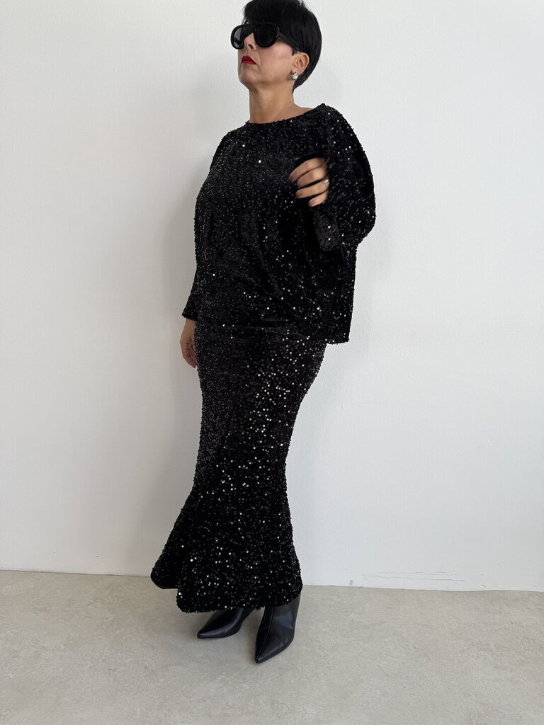 Gonna Glam paillettes - Nero 