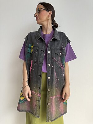 Gilet maxi dipinto