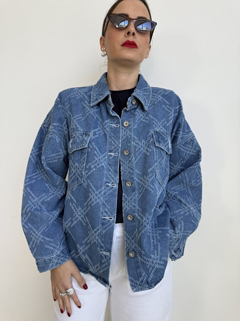 Camicia scatola denim lavorato 