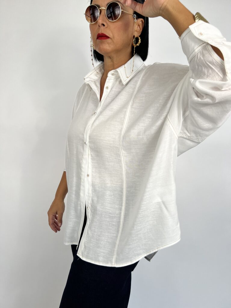 Camicia cuciture contrasto - Bianco 