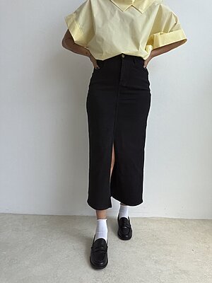 Gonna denim stretch spacco