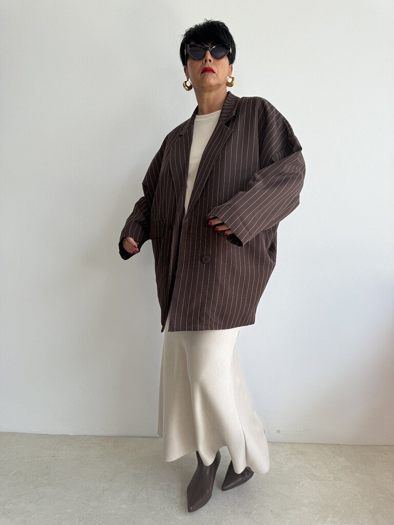 Blazer gessato MORGANA - marrone 