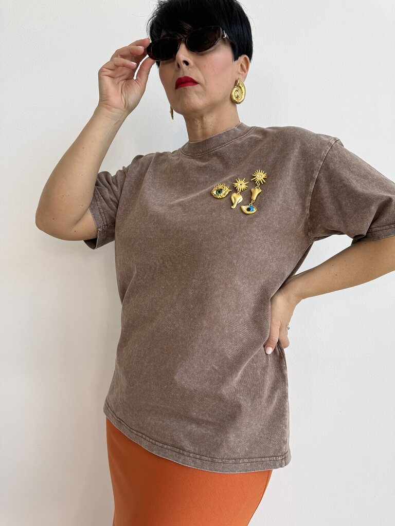 Ts Eyes délavé - Marrone 