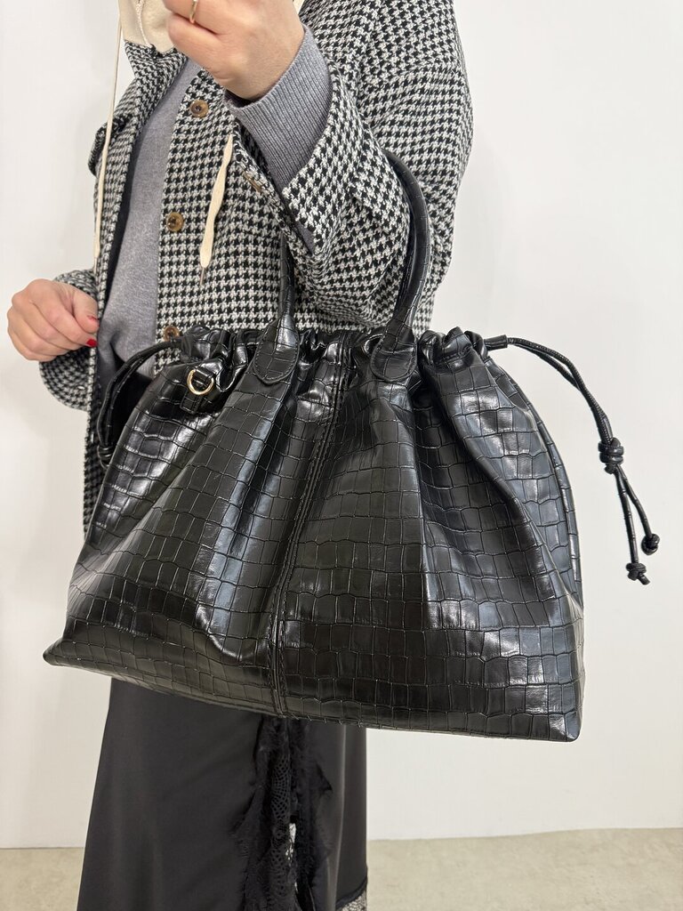 Bag shopper croco black 