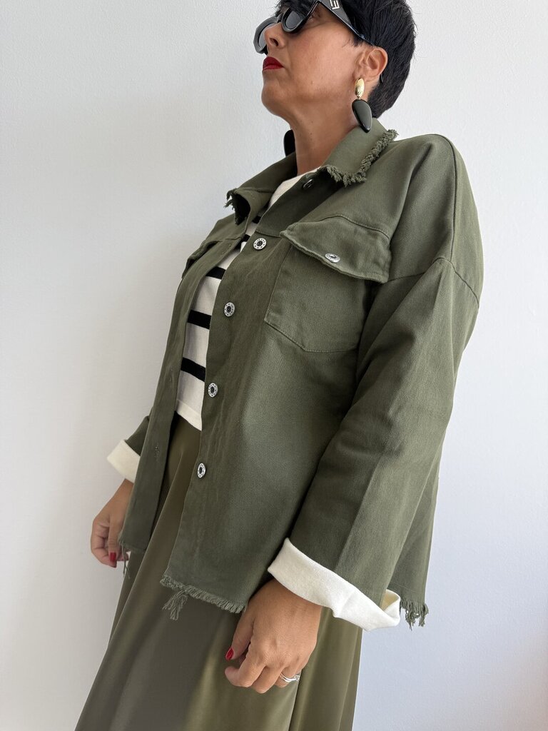 Camicia denim color ELETTRA - verde militare 