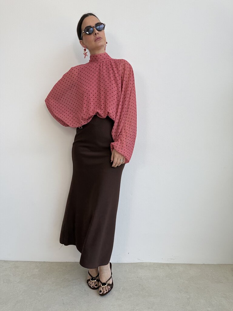 Set Audrey blusa pois - salmone 