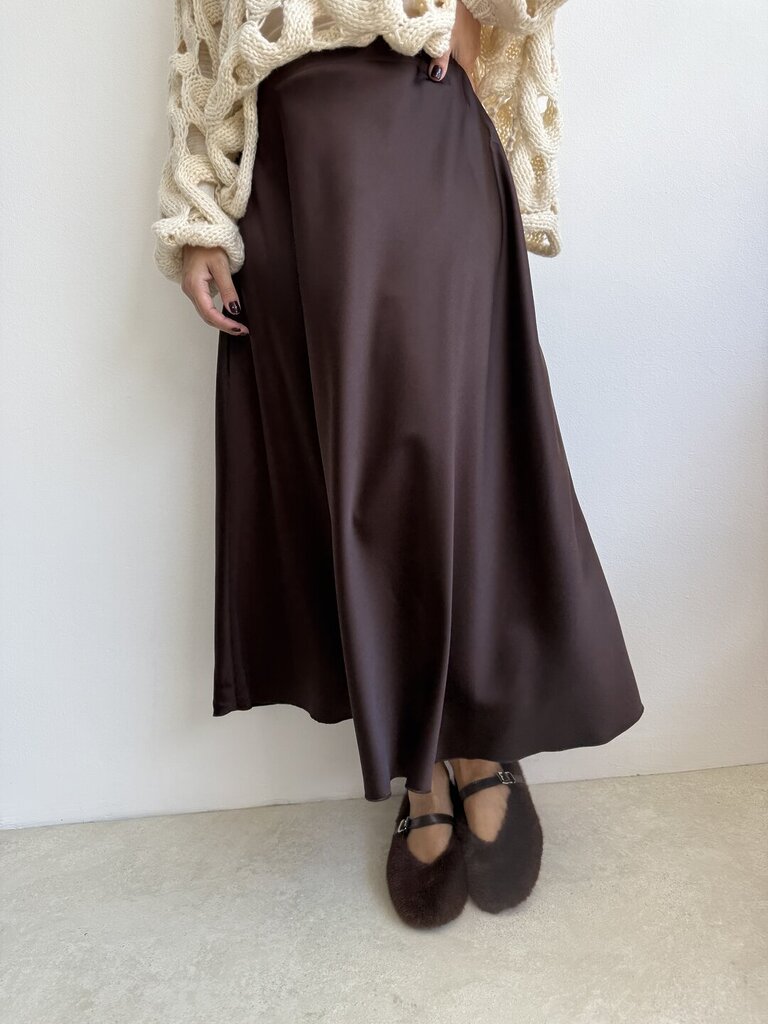 Gonna campana SATIN - marrone 