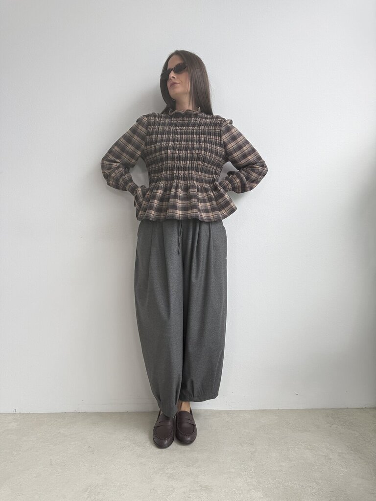 Blusa Evelin scozzese - Marrone 