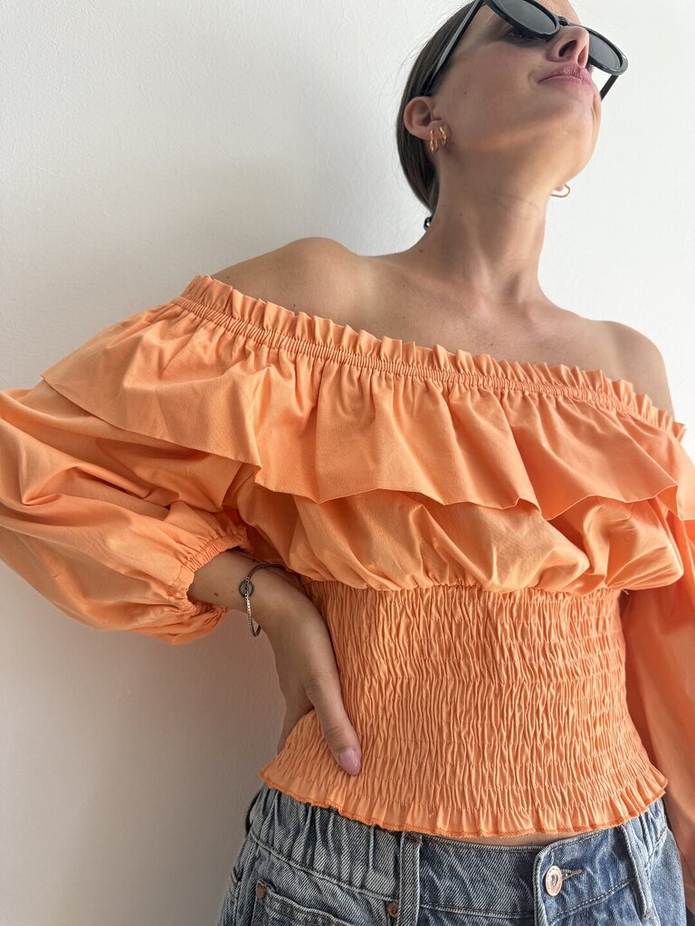 Top scollo barca volant - arancio 