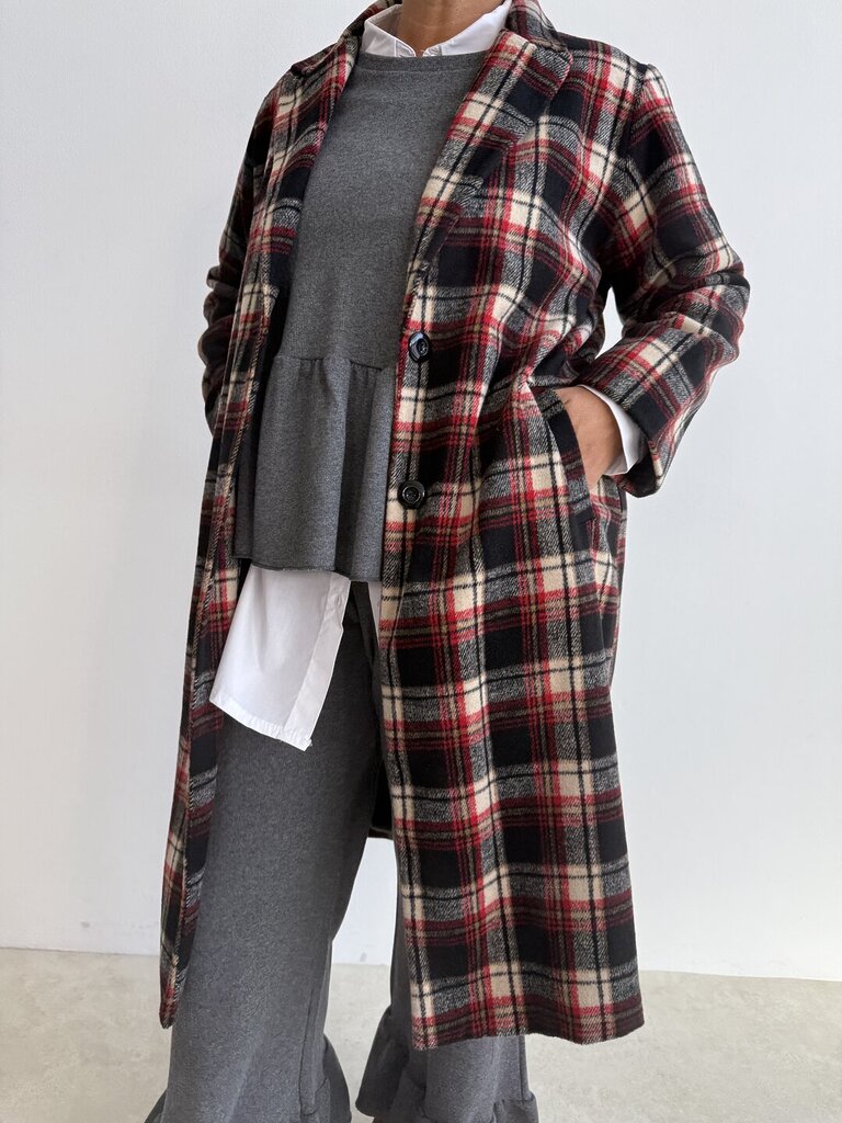 Cappotto tartan + 𝚌𝚘𝚕𝚘𝚛𝚒 - Rosso 