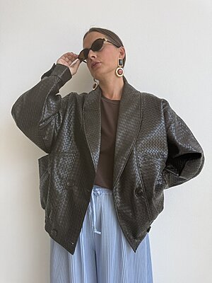Bomber intreccio ecopelle