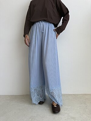 Pantalone plissè pizzo