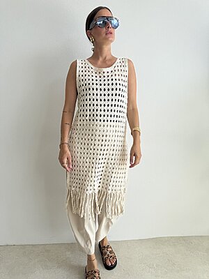 Dress crochet frangette