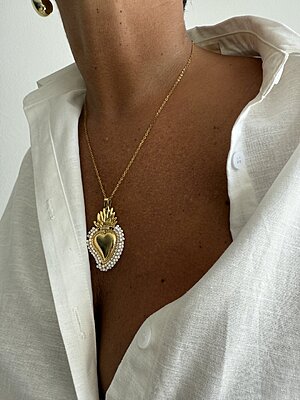Collana oro One Cuore bianco