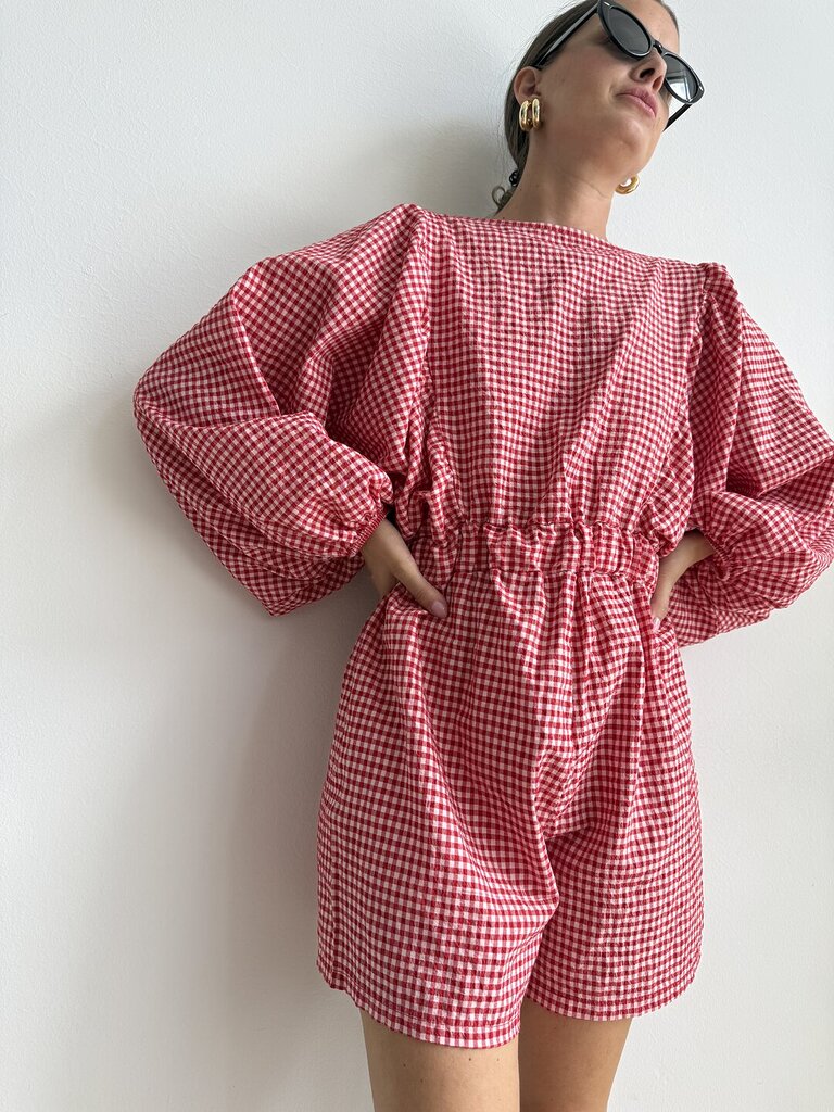 Salopette corta JULIA - Rosso 