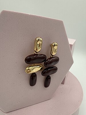 Orecchino pendenti sassi gold red