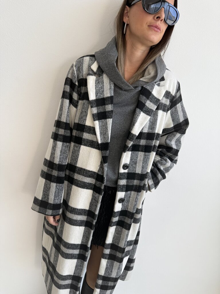 Cappotto tartan + 𝚌𝚘𝚕𝚘𝚛𝚒 - Nero 