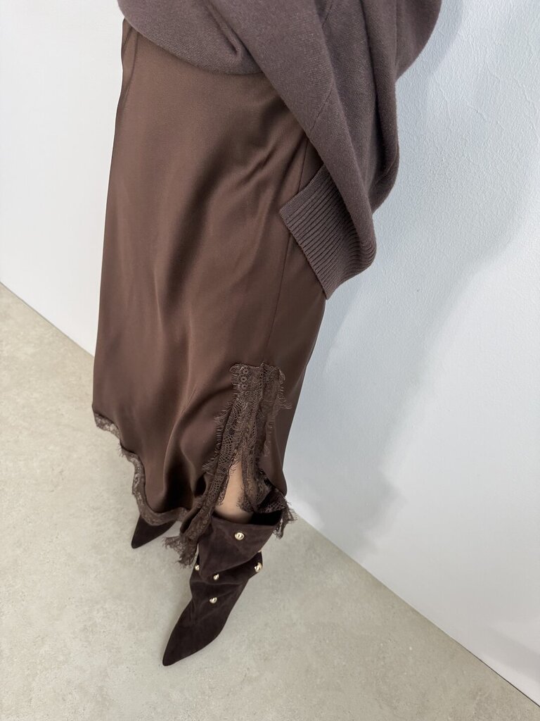 Gonna Lisa satin pizzo - cioccolato 