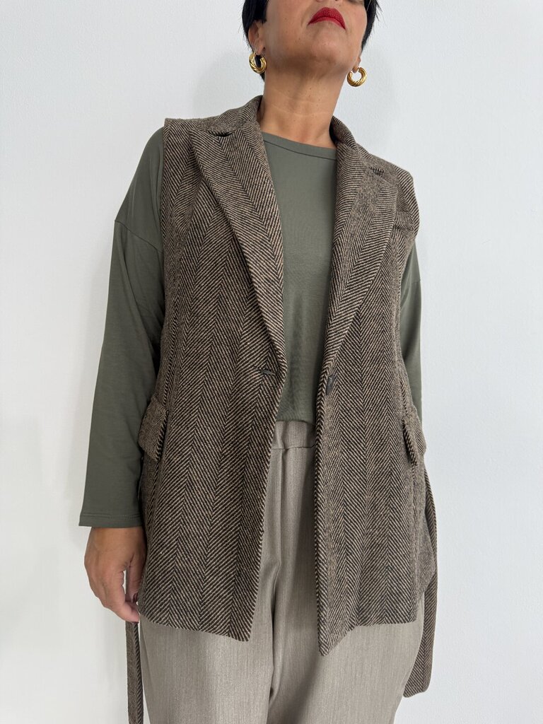 Gilet TWEED SPINATO - marrone 