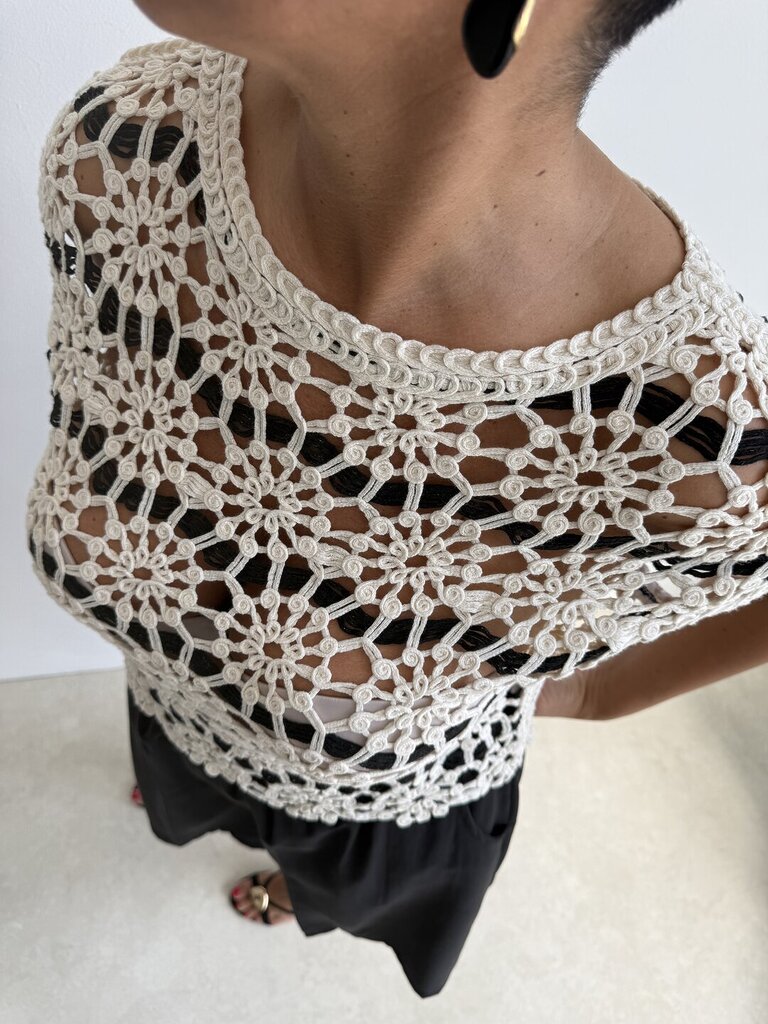 Smanicato rosone crochet - Nero 