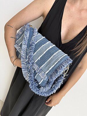 Bag denim frangetta