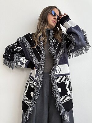 Cardigan bandana frange
