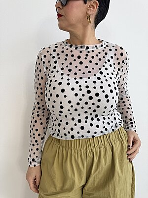 Maglia tulle pois