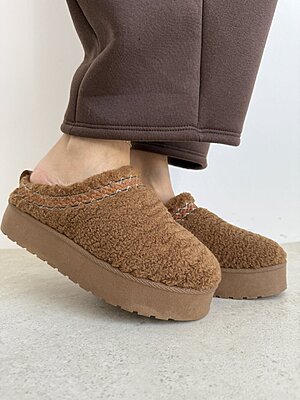 Ciabatta Camel teddy plat