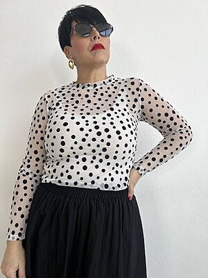 Maglia tulle pois