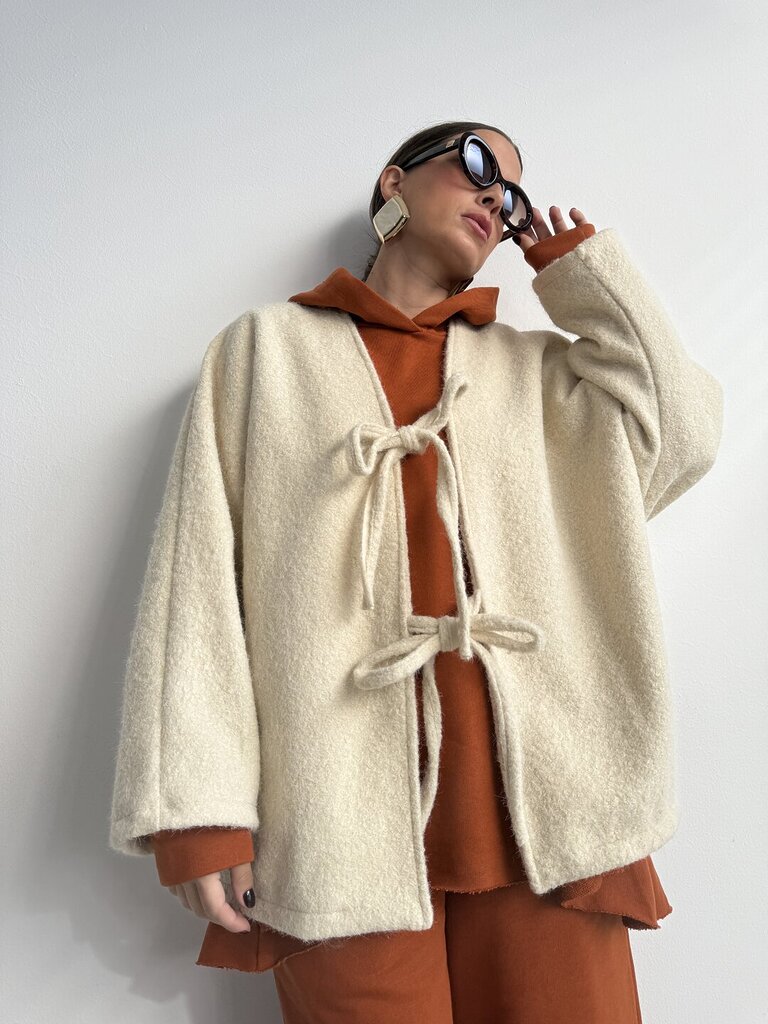 Giacca cardigan lana cotta + 𝚌𝚘𝚕𝚘𝚛𝚒 - Avorio 