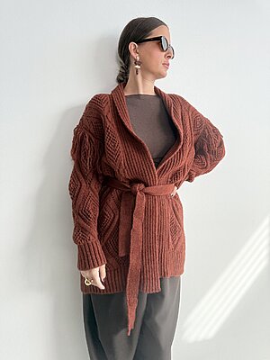Cardigan traforo frange