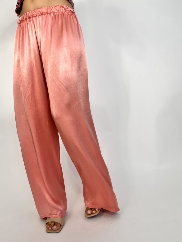 Pantalone ampio laminato - Rosa 