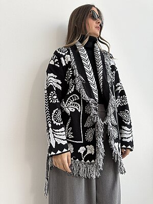 Cardigan Palme Frange