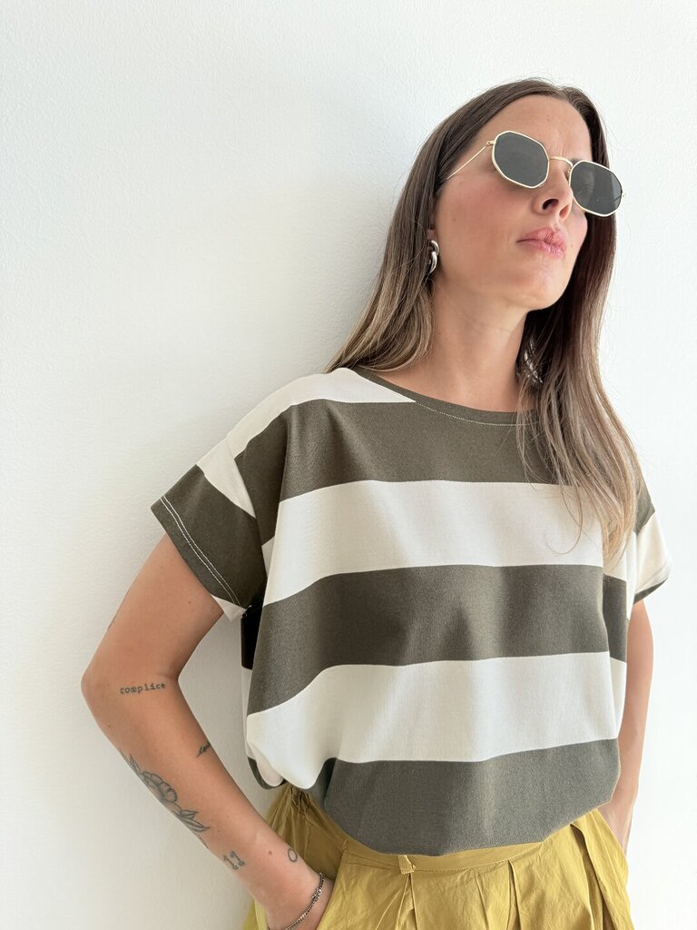 Ts rigone bicolore - verde militare 