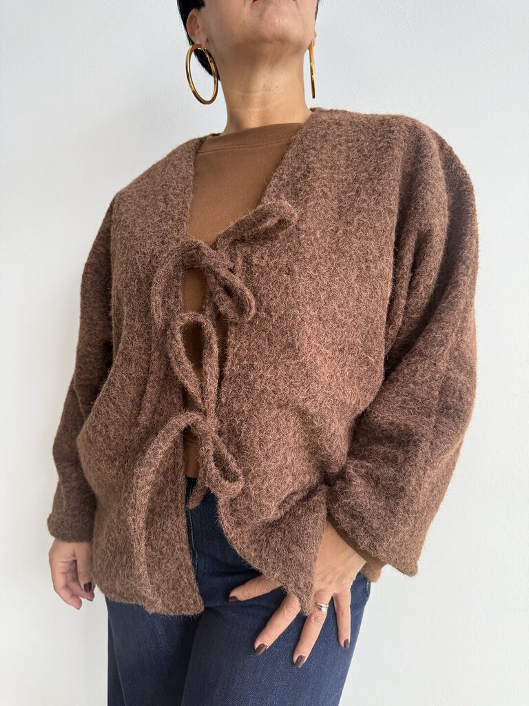 Giacca cardigan lana cotta + 𝚌𝚘𝚕𝚘𝚛𝚒 - Marrone 