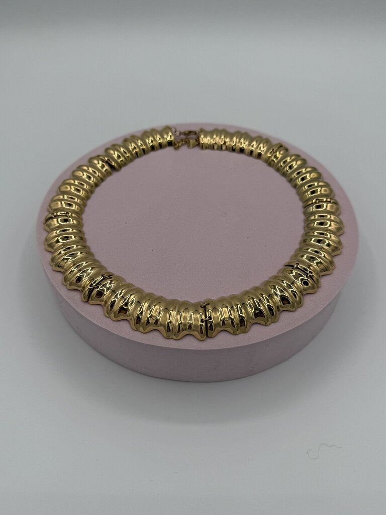 Collana rigato bombato gold 