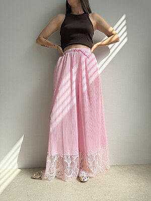Pantalone plissè pizzo