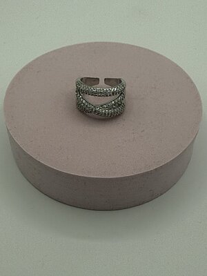 Anello 3fili strass argento