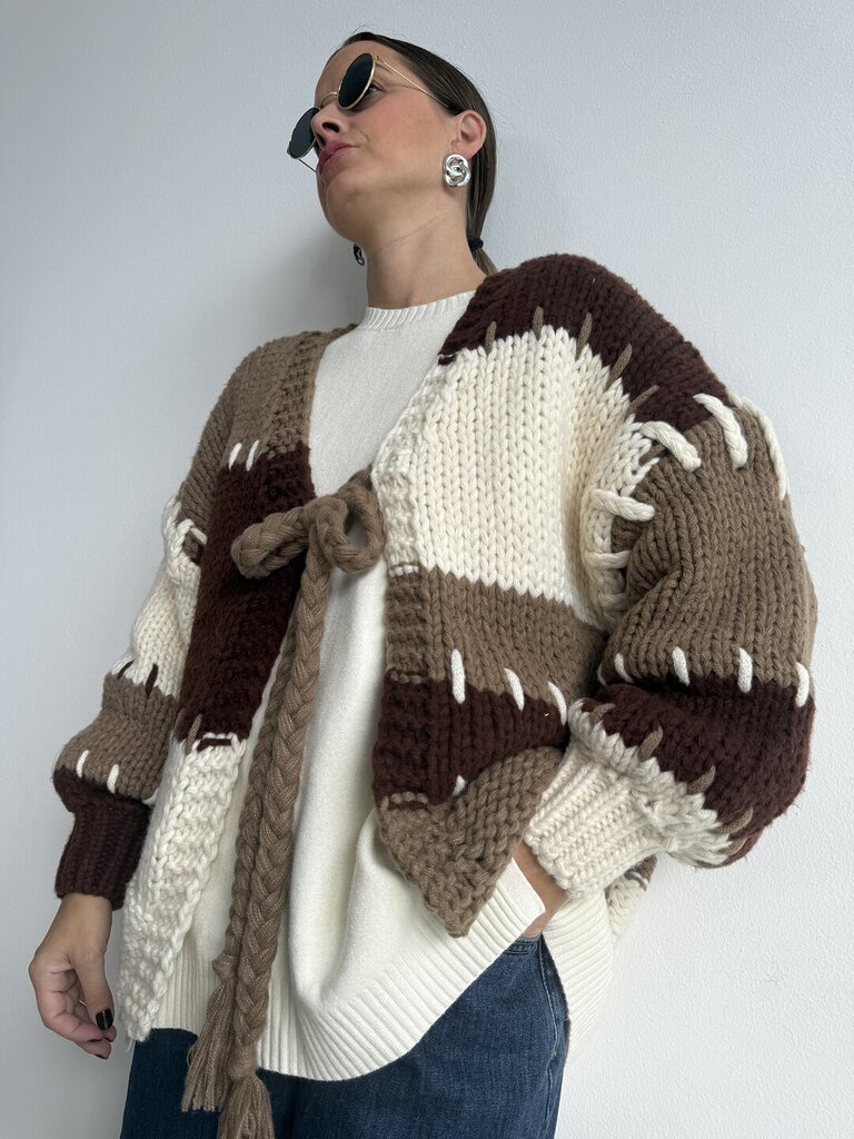 Cardigan maxi rigoni - Marrone 