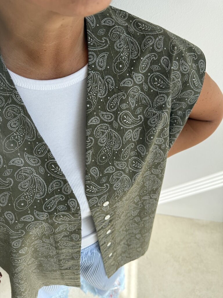 Gilet Fantasy Paisley - verde militare 