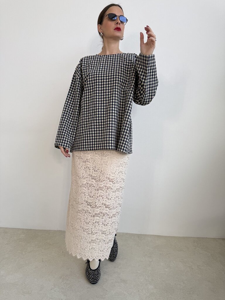 Gonna pizzo velvet panna 