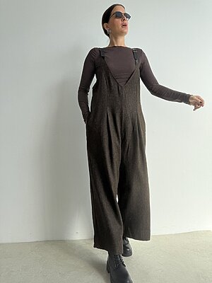 Salopette spinato brown